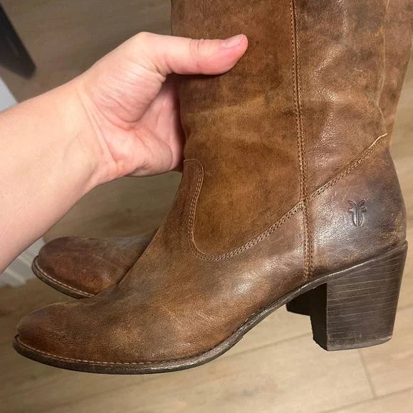 Brown Jackie Button Frye Boots - Picture 4 of 5